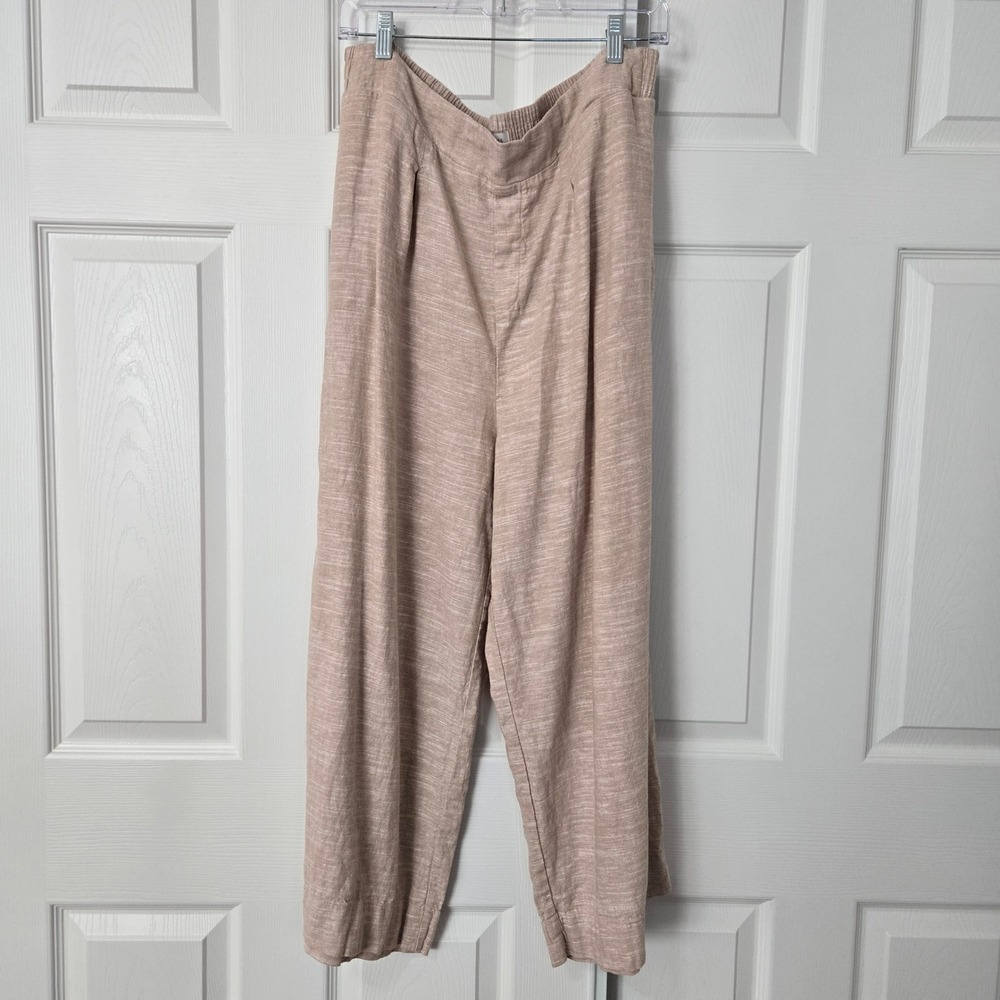 Ella Moss Womens XL Tan Linen Blend Wide Leg Pleated Pull On Pants